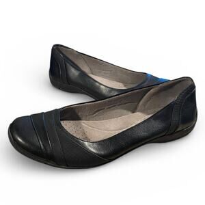 Life Stride Women's Loafers 7.5 Black Leather Slip On Comfort Ballet Style Shoes
